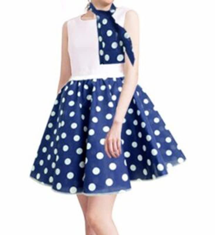 Ladies Polka Dots Rock N Roll 50s Skirt & Scarf Fancy Dress Costume Hen Party (Purple (21"), M) 1