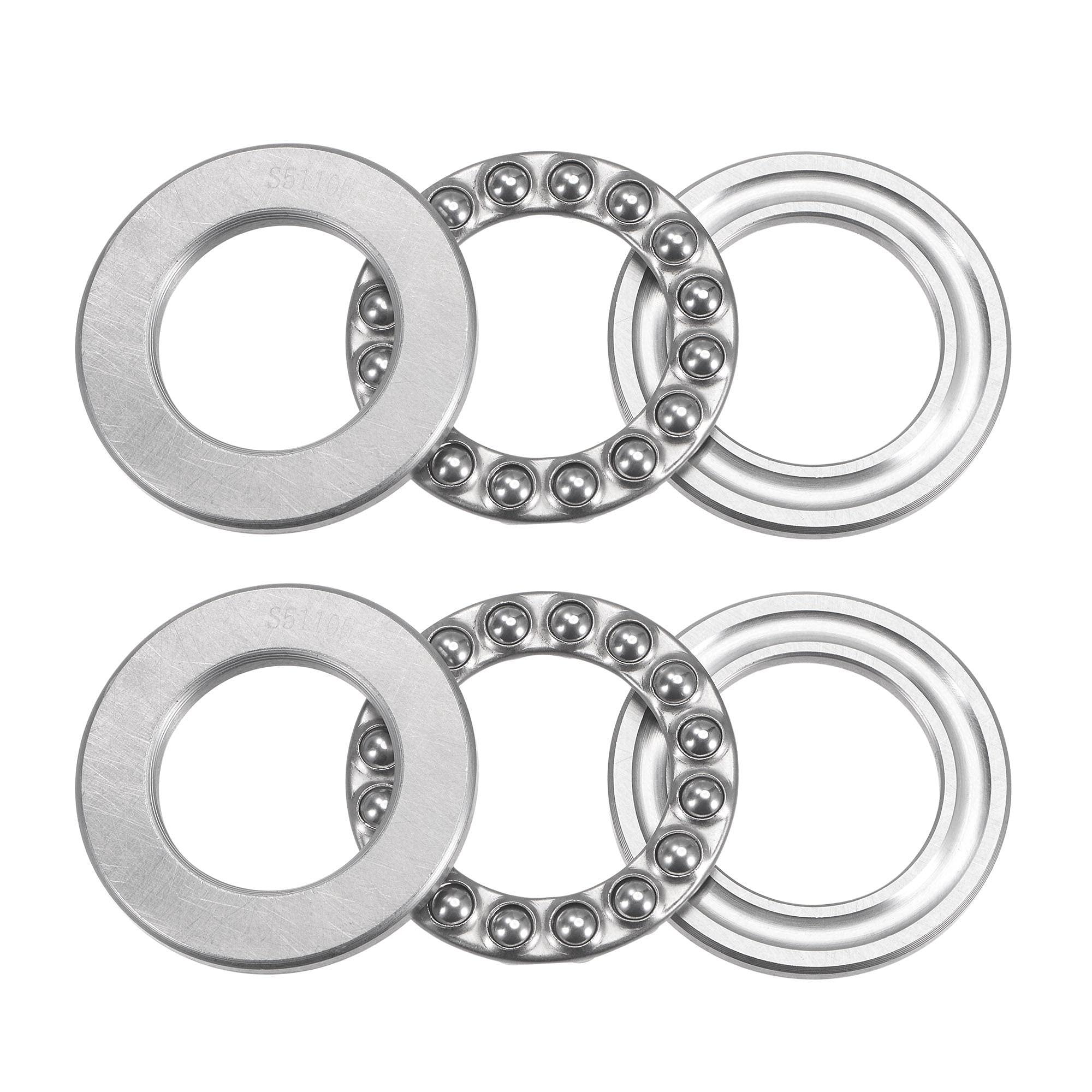 sourcing map S51105 Thrust Ball Bearing 25mm Bore 42mm OD 11mm Thick Stainless Steel with Washers 2pcs