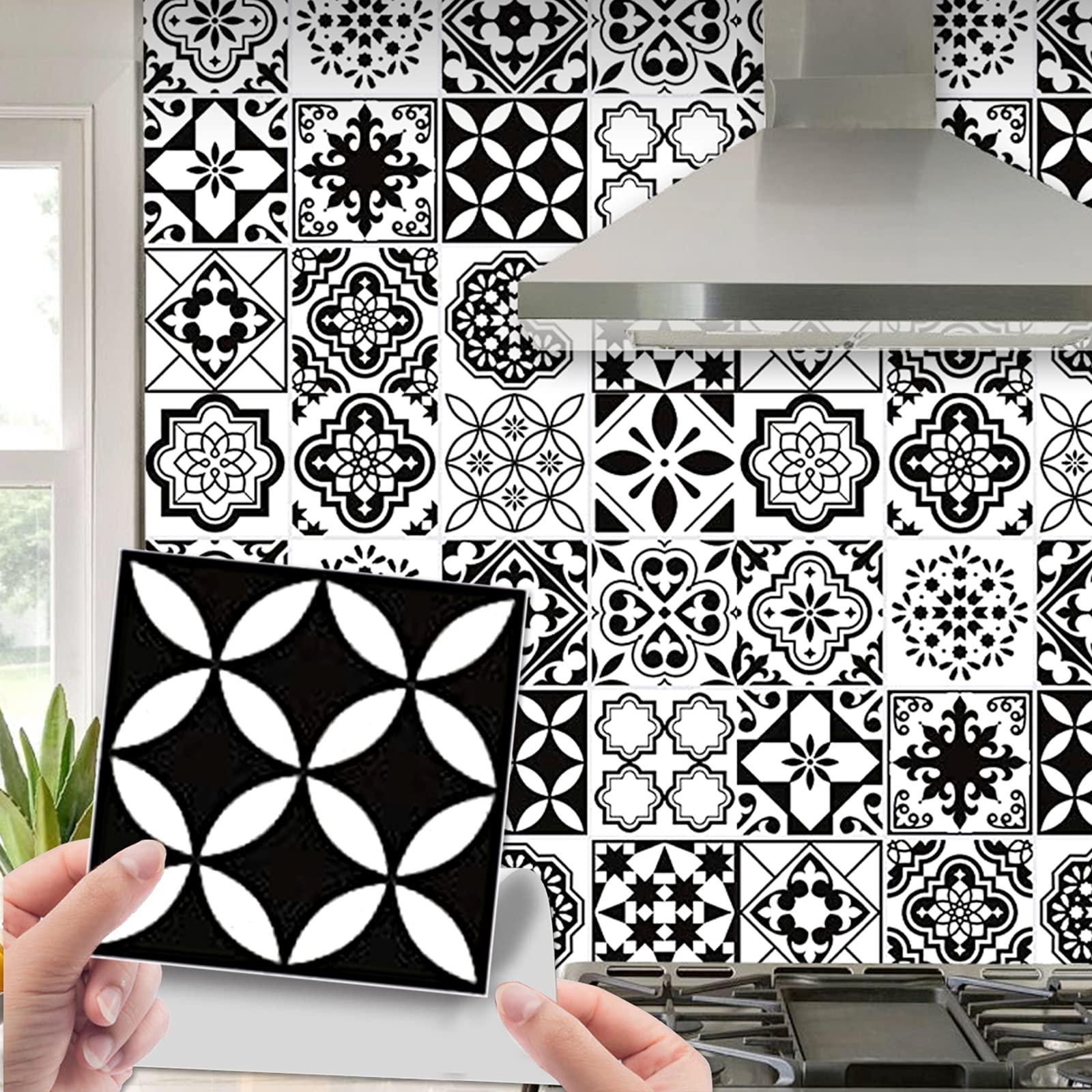 Tile Stickers self-Adhesive, Tile Film for Kitchen Bathroom, Decorative Tile Film for Bathroom and Kitchen (15X15cm 64pcs) 2