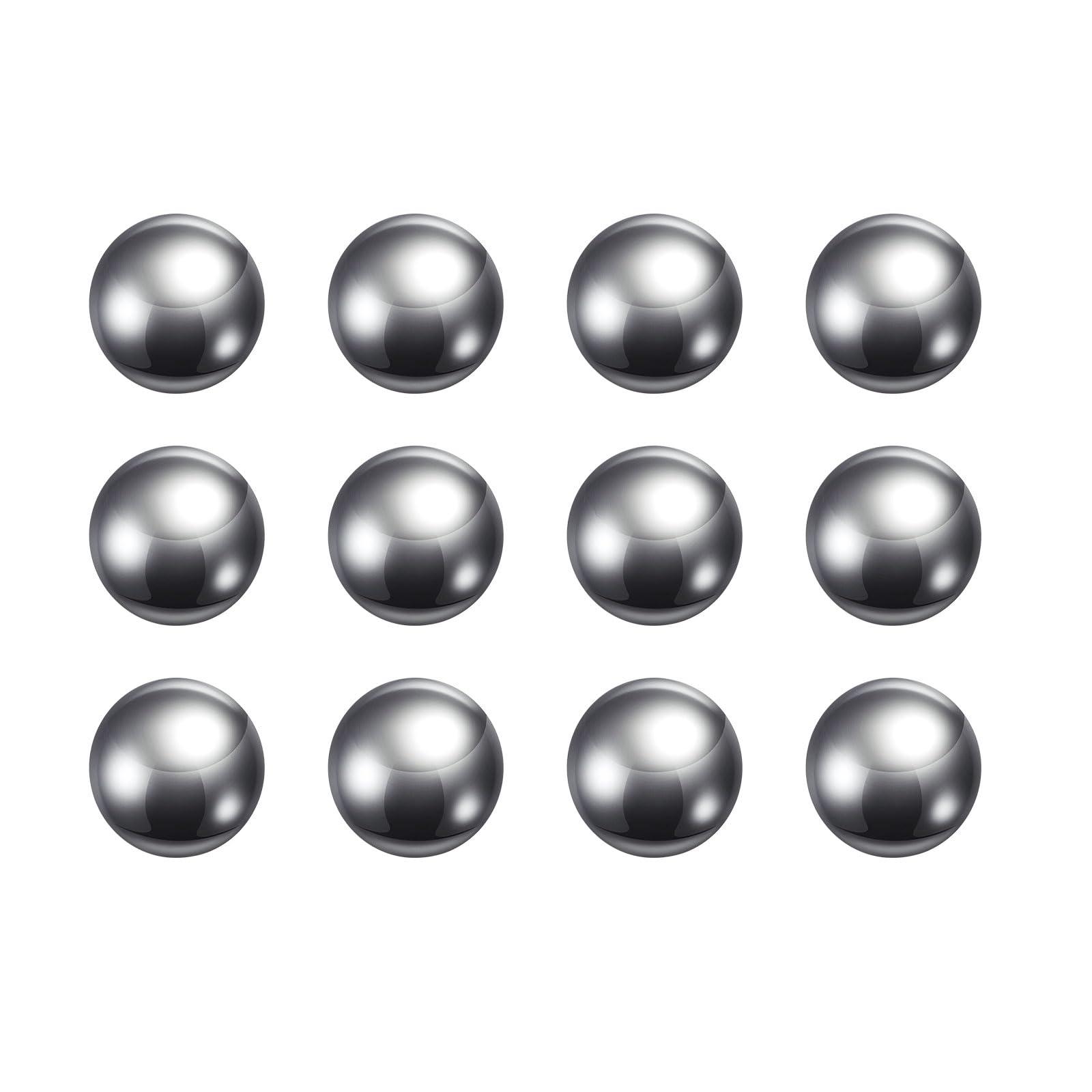 sourcing map 12pcs Precision Balls 16mm Diameter G10 Chrome Steel Ball for Bearings, Silver