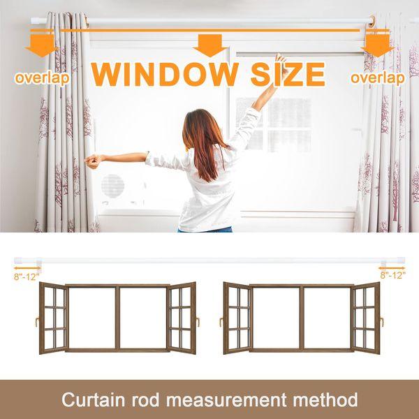 INFLATION Curtain Rod with Cap Finials 76 to 76 cm, White Curtain Pole with Brackets Fittings Set Window Poles for Living Room & Outdoor 3