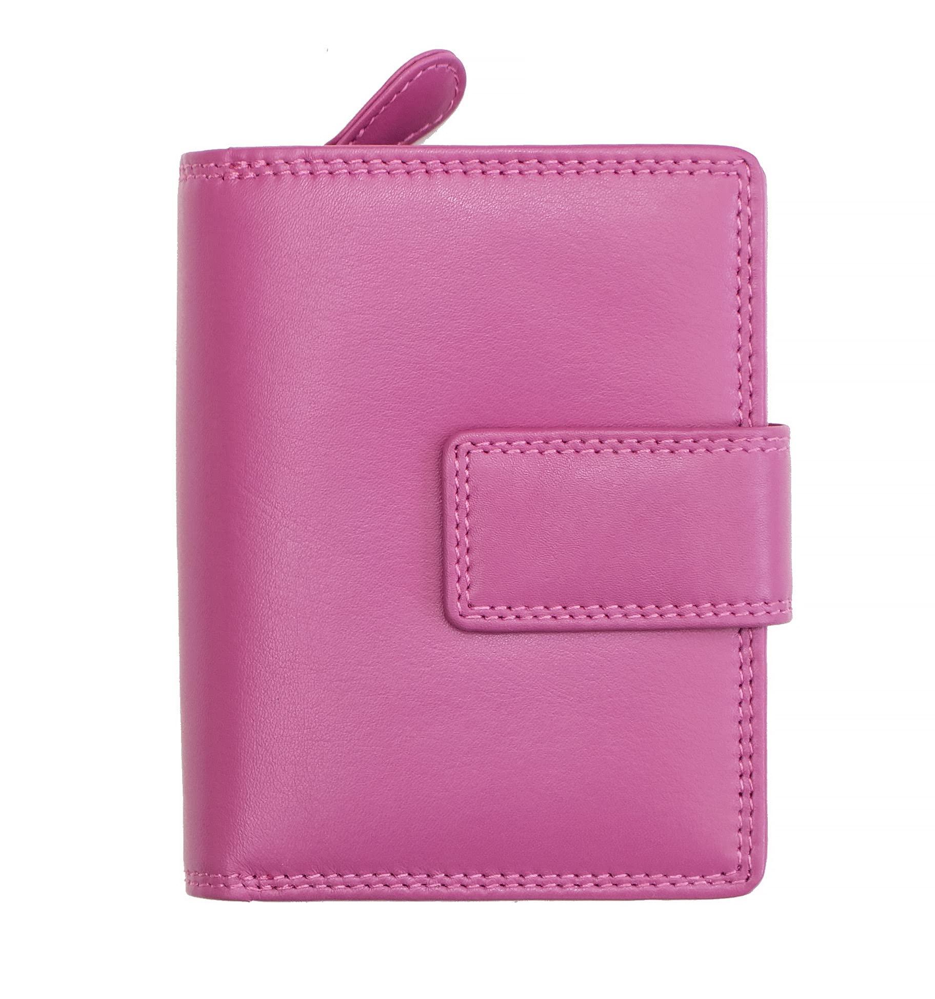 Prime Hide Woman's Leather Purse, Premimum Leathers Medium Sized, Ladies Soft Designer RFID Blocking Trifold - Cerise