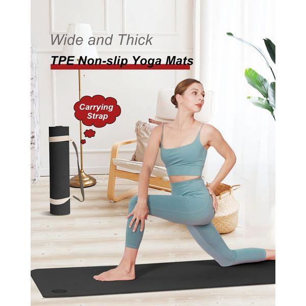 RYTMAT Yoga Mats for Women 180×66cm TPE 10mm Thick Exercise Mat Non Slip Gym Mat for Yoga Studio Gym Travel Outdoor with Carry Strap 1