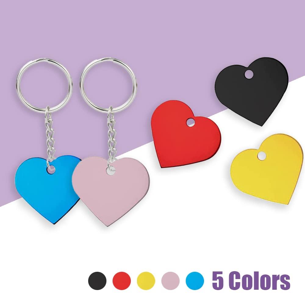 20 Pcs Pet ID Tags Colorful Heart Dog Name Tags Personalized Heart Blank Pet ID Tags with Key Rings for Dogs Cats Puppy 2