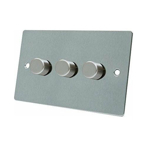 AET FSC3GDIM40 Satin Chrome Flat 400W-10 Amp Triple 3 Gang 2 Way 400W Light Dimmer Switch 0