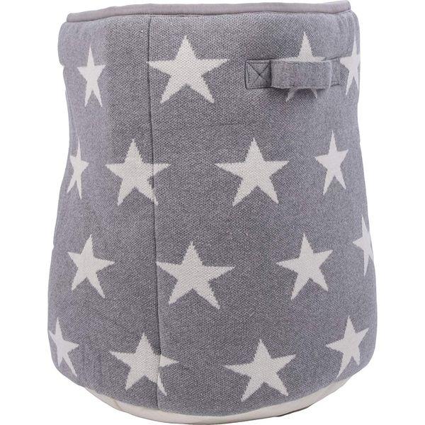 Penguin Home® Set of Knitted Basket, Cushion and Blanket - 100% Cotton in Star Print - For Cosy Rooms - Foldable Basket 14"x16" (35x41cm) - Cushion 18"x18" (45x45cm) - Blanket 32"x40"(81x101cm) 3