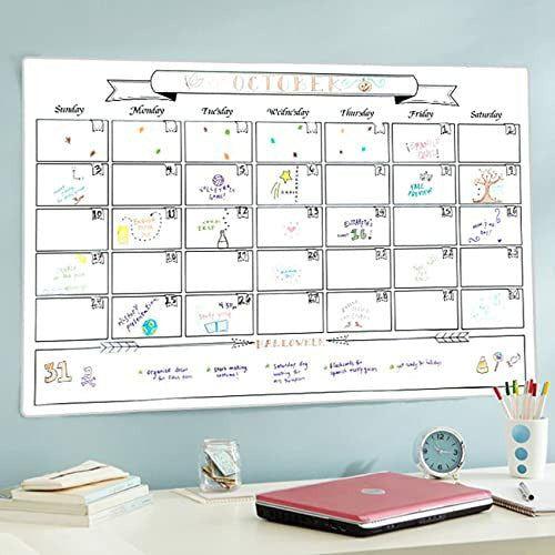 DumanAsen Acrylic Dry Erase Writing Board / Whiteboard, Meal Planner, Monthly Planner, UV Printed Acrylic Calendar/No Marker Included/Size: 57CM x 41CM x 3MM (Month Planner - A)