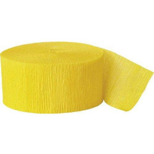 Unique Party 6305 - 24m Hot Yellow Crepe Paper Party Streamer 0