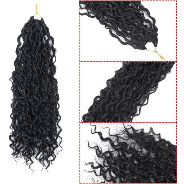 Beyond Beauty New Goddess Locs Crochet Hair 18 Inch 7 packs Pre Looped Curly Goddess Faux Locs Crochet Hair For Black Women Curly In Middle And Ends Synthetic Braiding Hair Extension(1B) 3