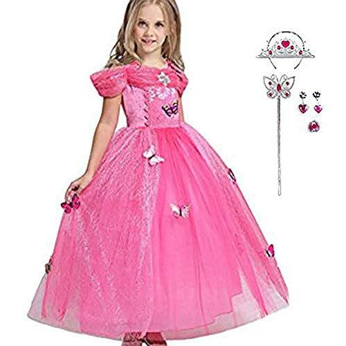 Baterflyo Girls Princess Dress Rose Butterfly Queen Costume Tulle Fancy Dress up Halloween Carnival Cosplay Party Outfit 0