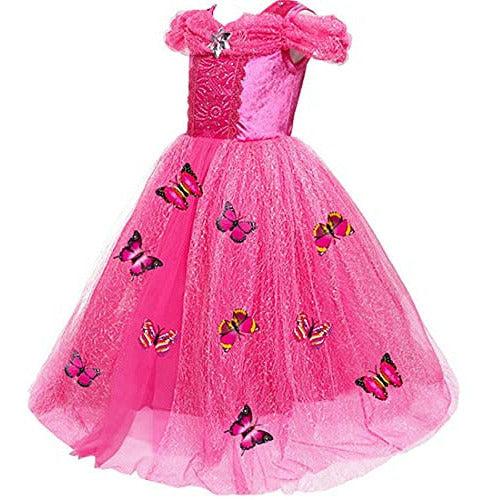 Baterflyo Girls Princess Dress Rose Butterfly Queen Costume Tulle Fancy Dress up Halloween Carnival Cosplay Party Outfit 1