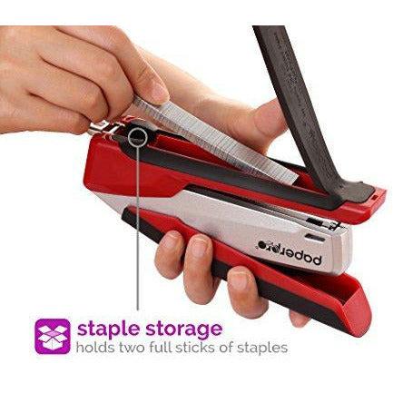 PaperPro - 1114 - inPOWER+ 28 Premium Stapler with Built-in Staple Remover, 28 Sheets, Full-Strip, Red/Silver 2