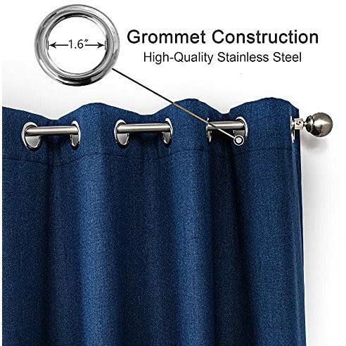 CUCRAF Full Blackout Curtain 2 Panels Eyelet Thermal Insulated Linen Look Blackout Curtains Sun Blocking/Noise Reducing Window for bedroom Curtain 46" x 90", Blue 3