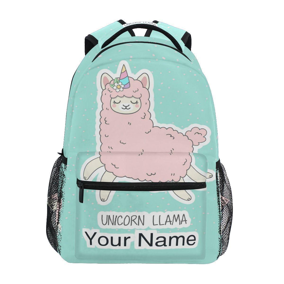 Unicorn Llama Backpacks for School Teal Alpaca Running Bookbags for Kids Teen Toddler Fashion Daypack Rucksack Travel Laptop Bag