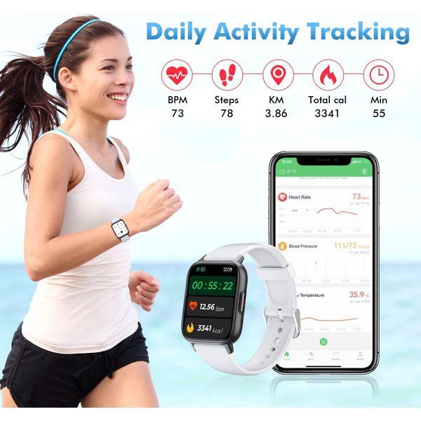 Lively Life Smart Watch for Men Women, Fitness Tracker with Heart Rate Monitor, 1.69" Ladies Smart Watch IP68 Waterproof Sports Smartwatch with Pedometer for Women Men Android iOS Phones - White 4