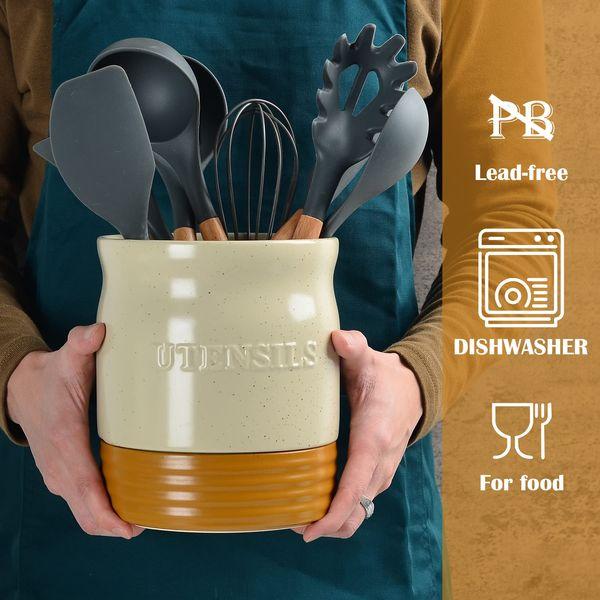 Umlaca Utensil Holder Cutlery Pot Kitchen Beige 4