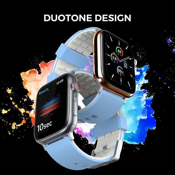 AhaStyle Duotone Strap for Apple Watch Series 7 45mm 44mm 42mm, Breathable Silicone Band Strap Wristband Compatible with Apple Watch Series SE 7/6/5/4/3/2/1 Apple Watch Straps Duotone Bands (Sky Blue, Gray, 45mm/44mm/42mm) 1