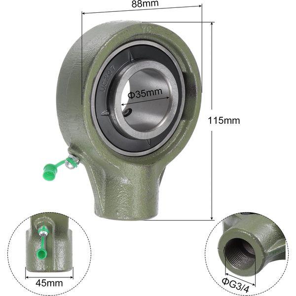 sourcing map UCHA207 Hanger Bearing Unit 35mm Bore G-3/4 Thread Cast Iron Set Screw Lock 1