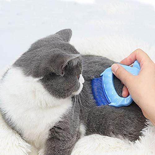 INTVN Cat Comb, 1 pieces Shell Shaped Cat Brush Cat Specific Hair Comb Dog Grooming Hair Removal Cleaning Comb Massager Tool with Non-Slip Handle Suitable for Pet Hair Care and Removal 1