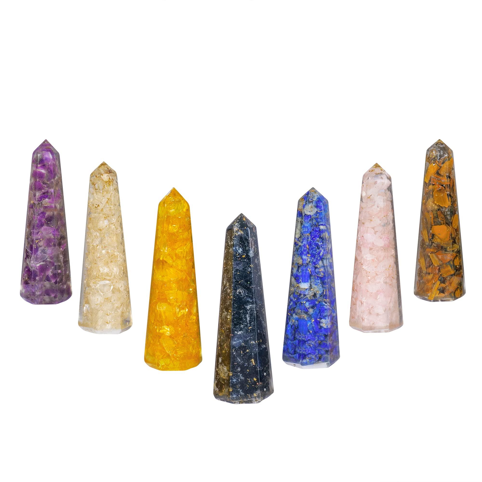 Healing Crystals Wand - Crystal Points - Chakra Crystals Set - Crystal Chips Wand - Healing Crystal Gifts - Crystals and Gemstones - Spiritual Decor - Meditation Accessories 0