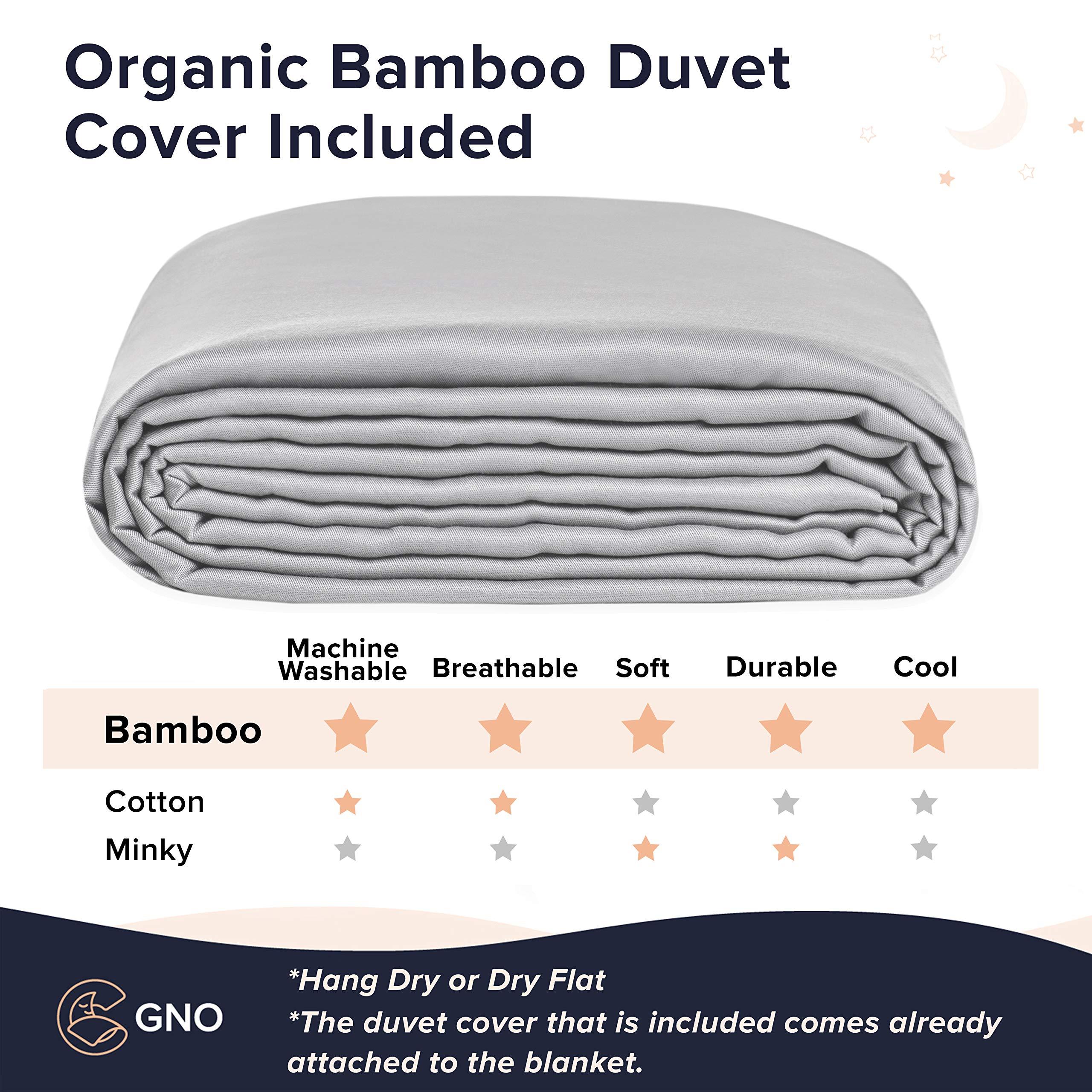 GnO Weighted Blanket for Adult & Removable Bamboo Washable Cover | 7KG (15lbs) | 150 x 200 cm | Double or King Size Bed | 100% Organic Cotton Heavy Blanket | Helps With Anxiety & Insomnia- Light Gray 2