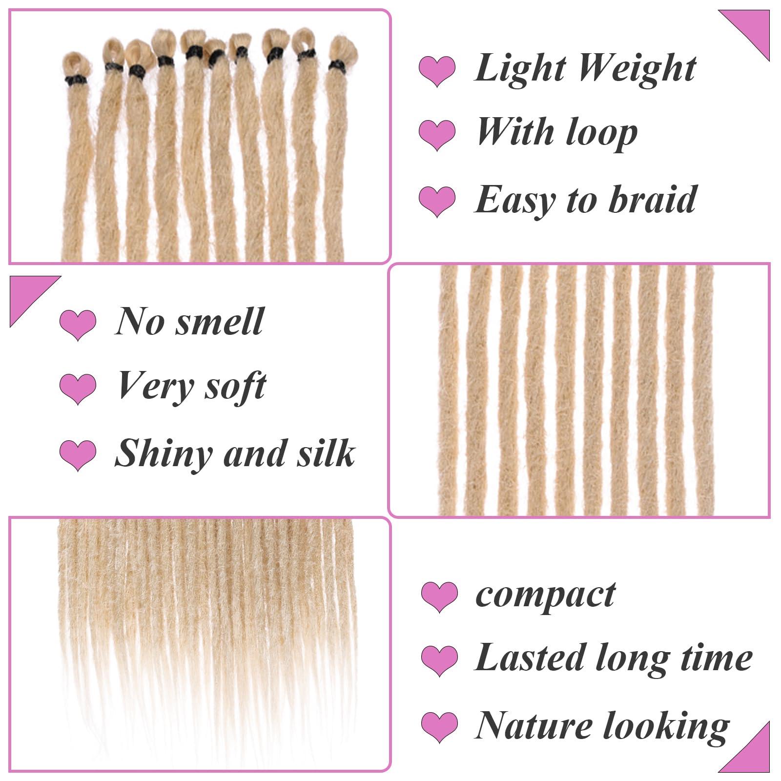 Samtress 40 strands Synthetic Dreadlocks Extensions Thin 0.6cm Soft Reggae Hair Hip-Hop Style Dreads Dreadlock Extensions 24 Inch Hippie Dreads Handmade Corchet Hair Synthetic Ombre Blonde (#T27) 2