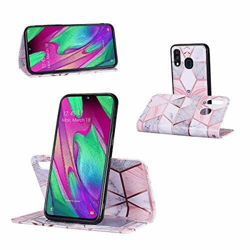 QLTYPRI for Samsung Galaxy A51 Case, Premium PU Leather Rubber Silicone Bumper Credit Card Holder Cash Pocket Magnetic Closure Detachable Wallet Case Cover for Galaxy A51 - Pink Marble 4