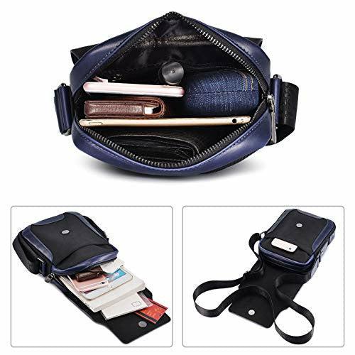 BAIGIO Leather Shoulder Bag for Men Stylish Crossbody Messenger Satchel Side Bag for Commuter Work School Business Travel-Dark Blue 2