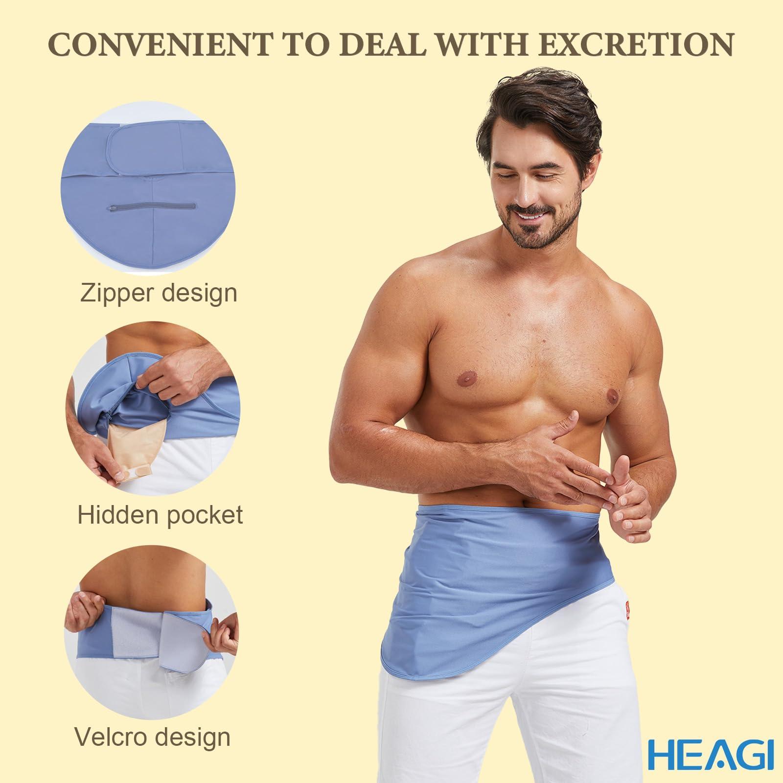 Heagimed Stoma Belt for Men Woman, Adjustable Stealth Belt for Stoma Bags, Ostomy Support Belt for abdominal ileostomy care, Inner Pocket to Hold Stoma Pouch for Sport & Swimming, Size XL (39"-43") 2