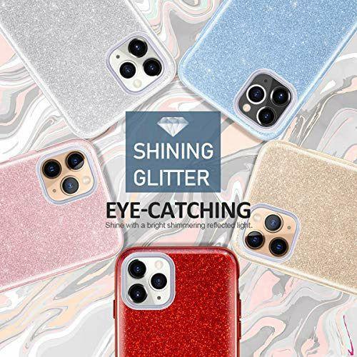 MATEPROX iphone 11 Pro Case Glitter Sparkle Sparkly Bling Cute,3 Layer Hybrid, Anti-Slick/Protective Case for iphone 11 Pro 5.8Inch-Red 2