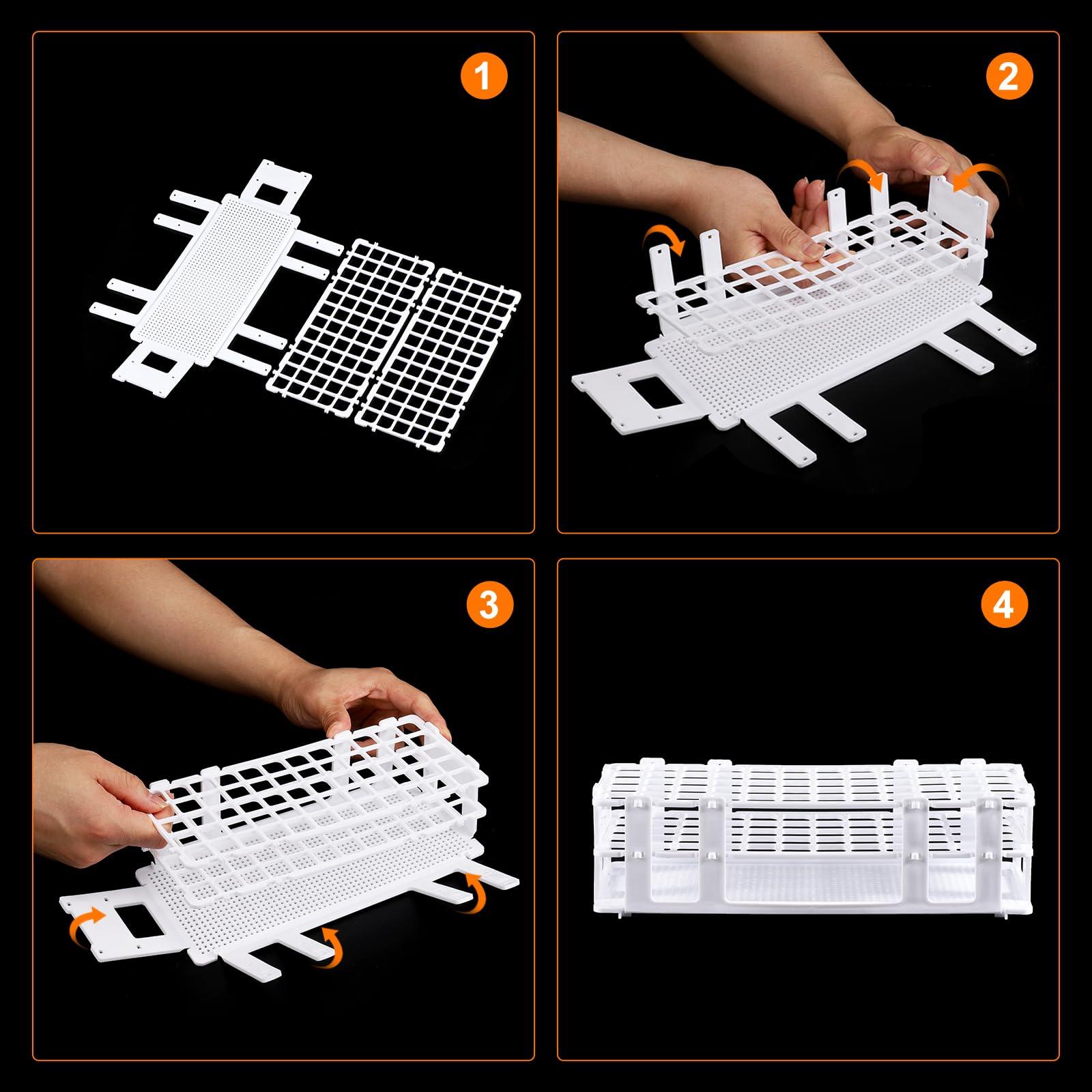 sourcing map Plastic Test Tube Rack Holder 60 Holes 3 Layers Lab Detachable Tube Holder White for 16mm Test Tubes, Pack of 3 3