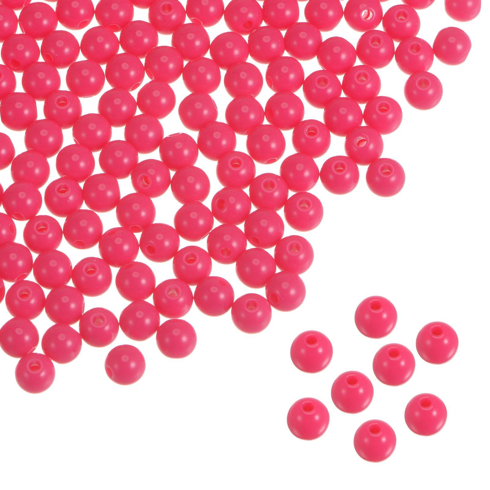 sourcing map 4200pcs Acrylic Round Beads 6mm Loose Bubble Craft Bead Assorted Candy Color for DIY Bracelet Earring Necklace Jewelry Making, Rose Red