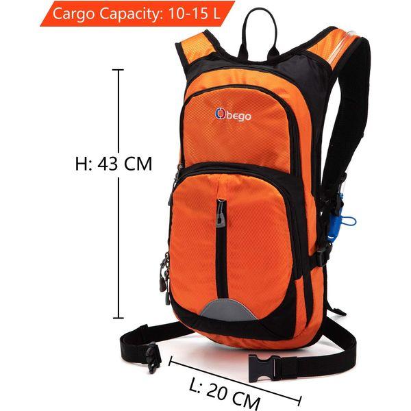 Obego 2L Hydration Pack Backpack with Water Bladder for Cycling, Hiking, Skiing, Motorcycle Riding (Orange, 70 oz/ 2L) 1