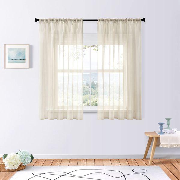 CUTEWIND Net Curtains Tab Top Grey Pencil Pleat Sheer Semi Gathering Tape Woven Volie Curtains Multifunctional Rod Pocket Grommet Hooks Invisible Natty Curtains for Livingroom Bedroom Balcony 1 Panel 0