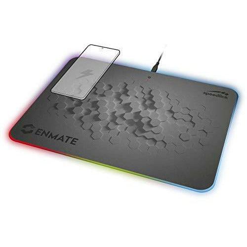 Speedlink Enmate RGB Charging Mousepad Gaming Mouse Mat with Induction Charging Function (10 Powerful Lighting Modes - Non-Slip Backing - 1.4 m Cable Length) Grey ,SL-620001-GY 0
