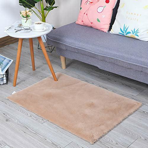 HEQUN Faux Sheepskin Area Rug,Lambskin Fur Rug,Super Soft Faux Rabbit Fur Rug| Fluffy Rug for the Bedroom, Living Room or Nursery | Furry Carpet or Throw for Chairs| No Shedding 2