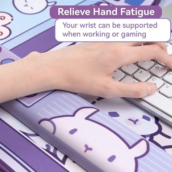 GeekShare Purple Bunny Wrist Rest Support Mouse Pad Set- Non-Slip Rubber Base and Lightweight Memory Foam Wrist Rest for Keyboard and Mouse, Perfect for Gaming,or Home Office Work 1