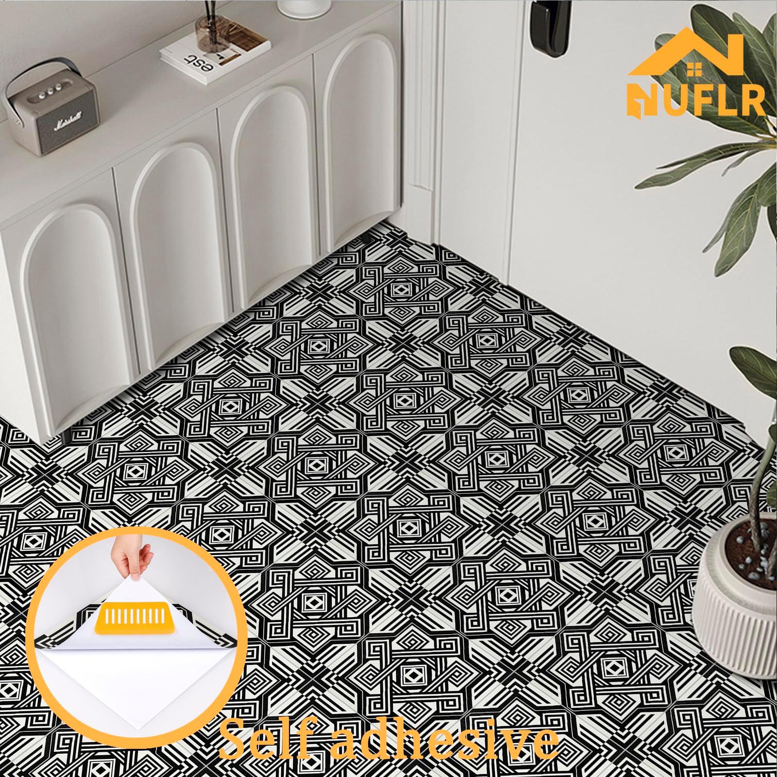 Floor Tiles Self Adhesive Floor Tile, Vinyl Flooring Waterproof, Peel and Stick Floor Tiles for Kitchen Living Room and Bathroom DIY Flooring 30x30cm 10pcs(0.9m2) 1