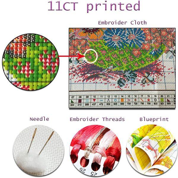 Setoda Cross Stitch Kits 11CT Stamped White Rose Patterns Embroidery for Girls Crafts DMC Cross-Stitch Supplies Needlework 90cm×61cm 2