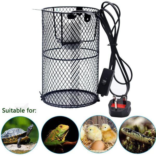 Plus Size Reptile Heat Lamp Holder, Heating Light Bulbs Lampshade Anti-Scald Heater Guard with Switch for Lizard Turtle Snake Birds Chick 4