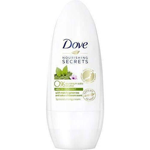 Dove Care Secrets Invigorating Ritual Matcha Green Tea and Cherry Blossom Fragrance 0% Roll-On Deodorant Pack of 6 x 50 ml 0