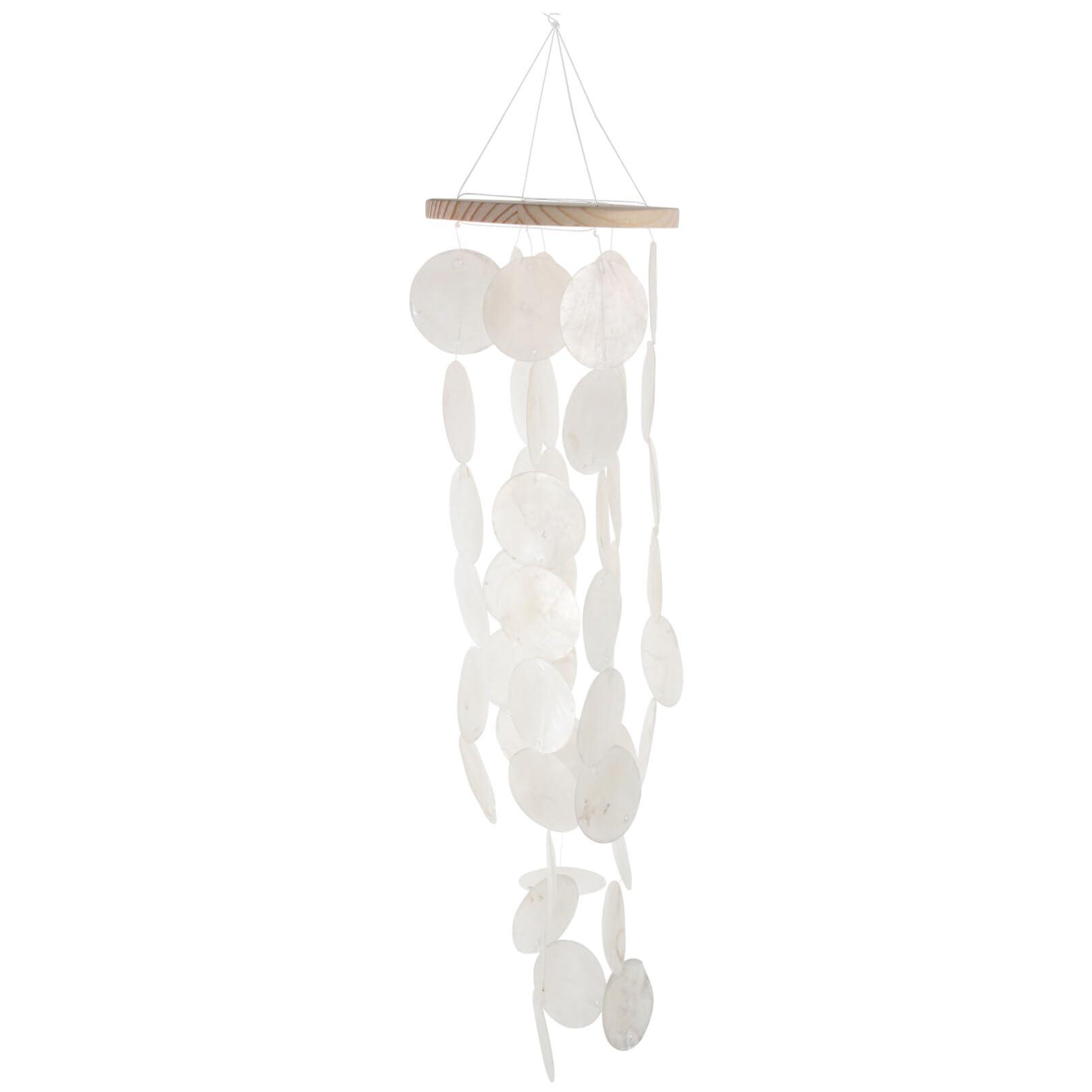 Abaodam Sea Memorial of Decor Memory Capiz Bell White Loss Chime One Patio Home Indoor Wind Shell Living Chimes Prime Shells Sympathy Bedroom Loved Room A Balcony Garden Hanging for