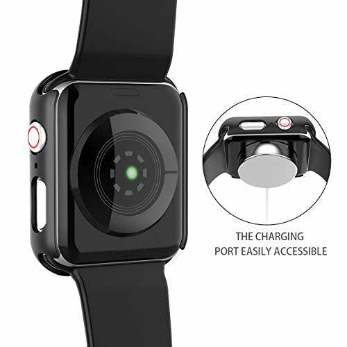 Piuellia Black Hard Case for Apple Watch Series 5 / Series 4 40mm, iWatch Screen Protector PC Ultra-Thin Overall Protective Cover 1