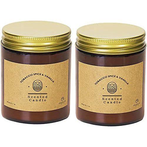 Chloefu LAN Tobacco, Spice & Vanilla Scented Candles Sets Luxury Soy Jar Candle 200g|45 Hour Long Lasting Highly Scented Best Gifts for Men All-Natural Soy Wax Candle Gifts for Women and Men 2 Pack 0