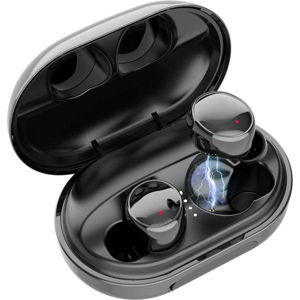 Wireless Earbuds Headphones With 120H charging box 3D stereo noise reduction headset with microphone IPX8 HI-FI stereo headset waterproof in-ear touch suitable for display for work/sports/game (Black)