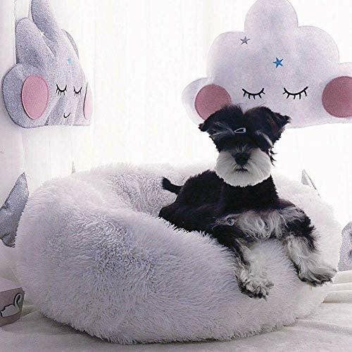 Plush Donut Pet Bed,Dog Cat Round Warm Cuddler Kennel Soft Puppy Sofa, Cat Cushion Bed Sleeping Bag Orthopedic Relief and Improved Sleep,Anti-Slip Bottom,Machine Washable (L-23.6" x 7.9", Grey) 1