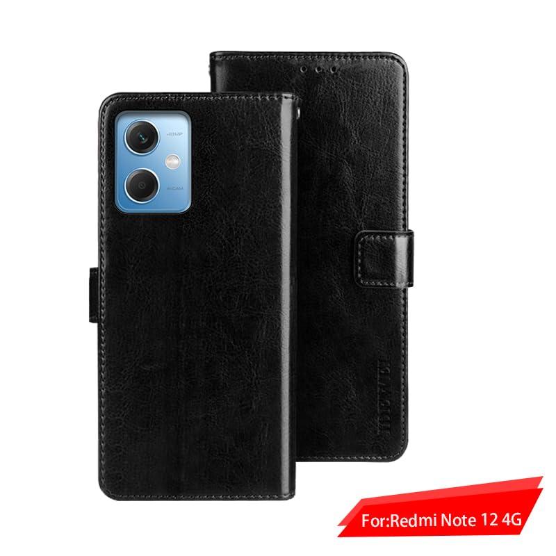 BRAND SET Case for Xiaomi Redmi Note 12 4G Wallet Case, PU Leather with Magnetic Closure Card Holder Stand Cover, Leather Wallet Flip Phone Cover for Xiaomi Redmi Note 12 4G-Black 2