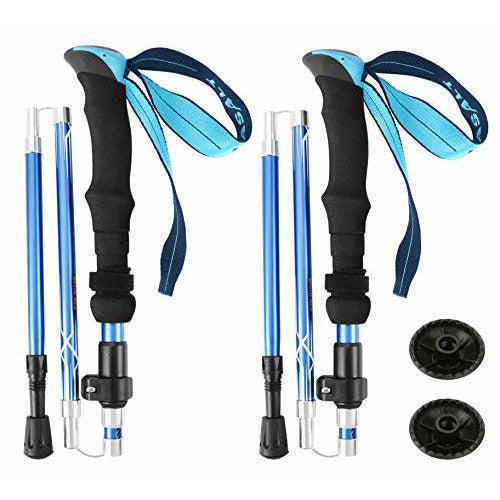 Idefair Trekking Poles 2PCS,Collapsible Hiking Sticks Aluminum Walking Trekking Poles Lightweight Hiking Walking Pole Staff with Antishot System for Men Women Hiking Walking Trekking Camping 0