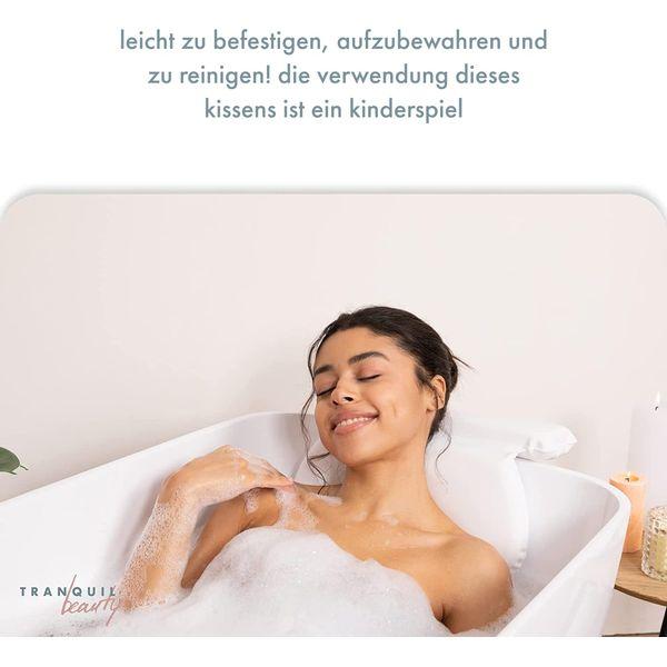 TranquilBeauty Bath Pillow | Bath Pillows For Head And Neck Waterproof With Suction Cups | Non-Slip Premium Bath Cushion Ergonomic Headrest & Back Support With Gift Box | Bathing Accessories 2