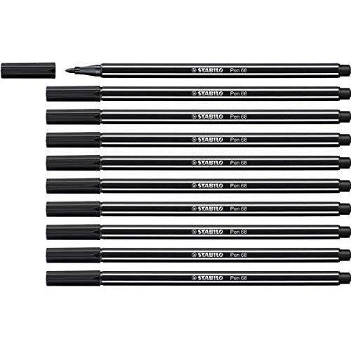 Premium Felt Tip Pen - STABILO Pen 68 Box of 10 Black 0
